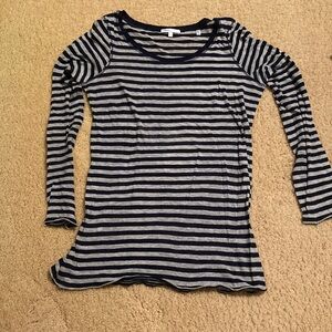 Vince Navy and Gray Striped Long Sleeve Top